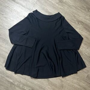COS 100% Wool Pleats Knitted Sweater Top Black